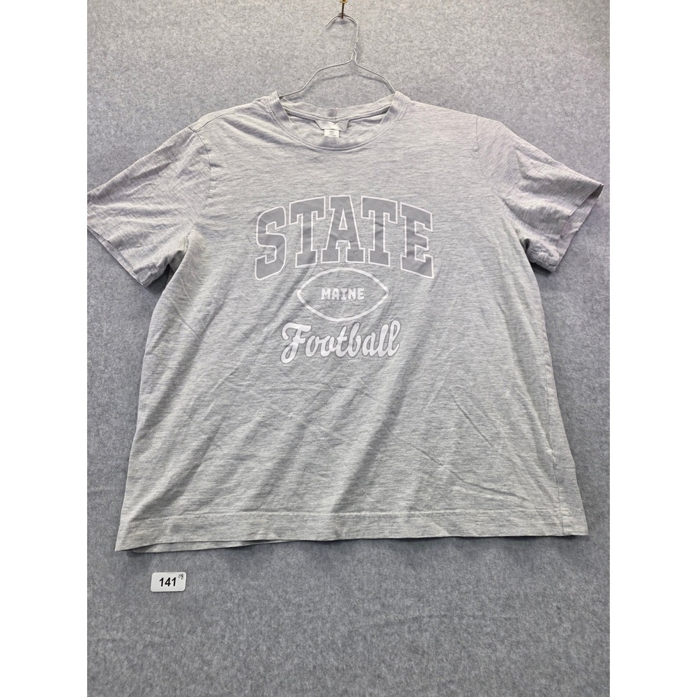 HM‎ Womens Gray Maine Football Graphic Tee Shirt Size Medium Collegiate Athletic